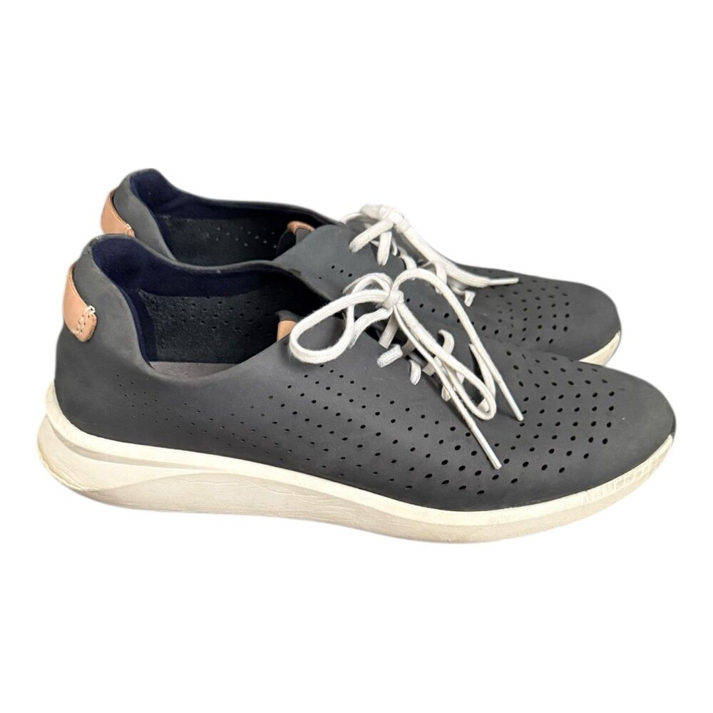 Clarks Unstructured Rio Women’s 10 Navy Blue Perforated Nubuck Comfort Sneaker